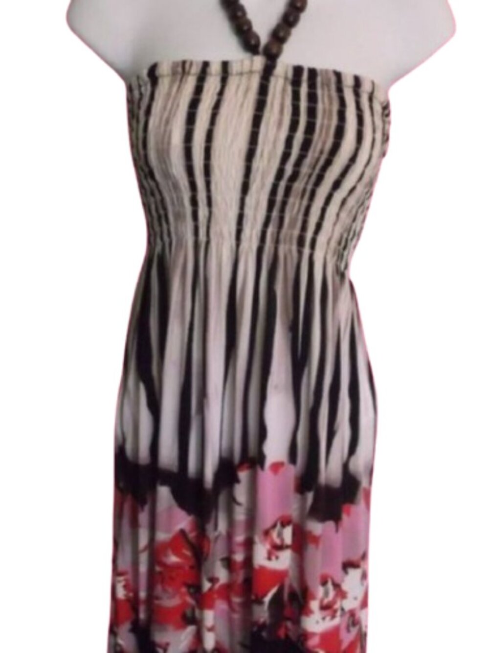 White Black Pink Red Beach Dress Fits Small Medium
